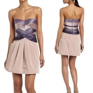 BCBG Max Azria Hana Strapless Pink and Purple  Cocktail Dress Size 2